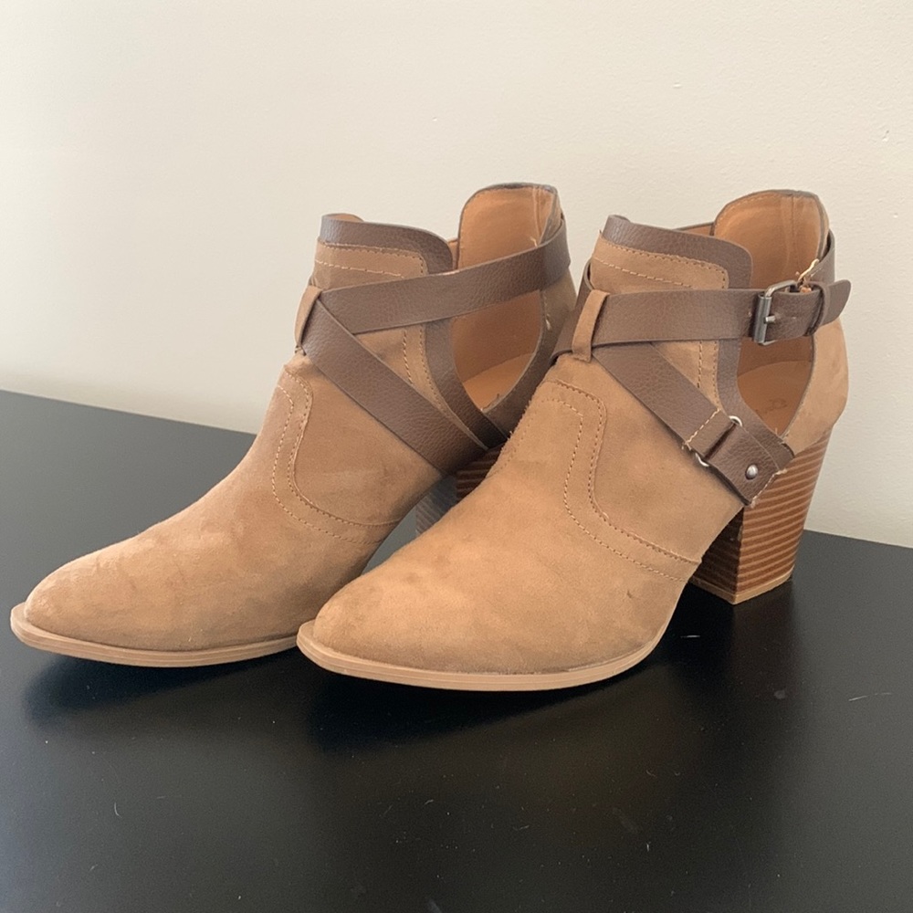Brown heeled booties